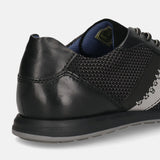Men's Bugatti leather black leather shoes with a round toe , a tpr outsole , and laces fastening.