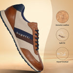 Men's Bugatti leather cognac leather shoes with a round toe , a tpr outsole , and laces fastening.