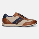 Men's Bugatti leather cognac leather shoes with a round toe , a tpr outsole , and laces fastening.
