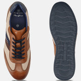 Men's Bugatti leather cognac leather shoes with a round toe , a tpr outsole , and laces fastening.