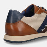 Men's Bugatti leather cognac leather shoes with a round toe , a tpr outsole , and laces fastening.