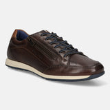 Men's Bugatti leather brown leather shoes with a round toe , a tpr outsole , and laces fastening.