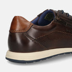Men's Bugatti leather brown leather shoes with a round toe , a tpr outsole , and laces fastening.