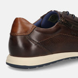 Men's Bugatti leather brown leather shoes with a round toe , a tpr outsole , and laces fastening.