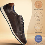 Men's Bugatti leather brown leather shoes with a round toe , a tpr outsole , and laces fastening.