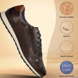 Men's Bugatti leather brown leather shoes with a round toe , a tpr outsole , and laces fastening.