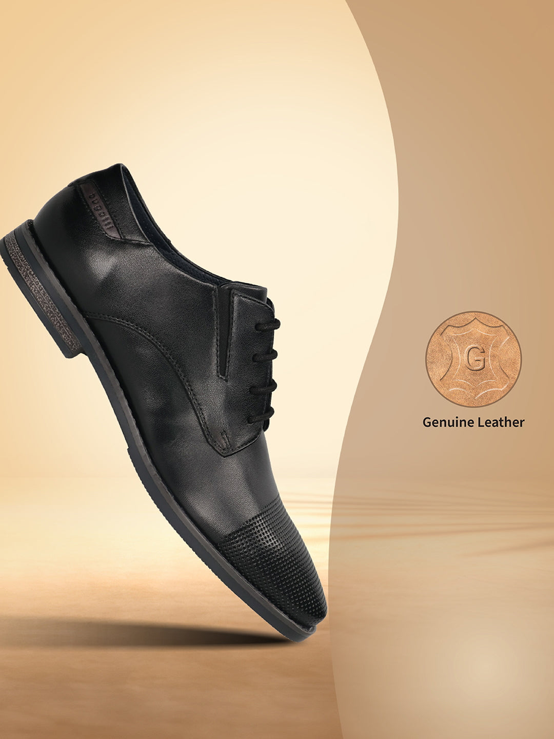 Men's Bugatti derby black leather shoes with a pointed toe and plain toe featuring a moulded heel , a tpr outsole , and laces fastening.