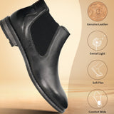 A black Men's bugatti Chelsea Boots featuring a round toe plain toe, moulded heel, and a wide fit. Made from premium genuine leather with a durable tr outsole, this zipper design offers both style and comfort.
