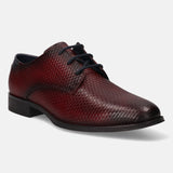 A grey Men's bugatti Derby featuring a pointed toe plain toe, stacked heel. Made from premium genuine leather with a durable tpr outsole, this laces design offers both style and comfort.
