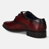 A grey Men's bugatti Derby featuring a pointed toe plain toe, stacked heel. Made from premium genuine leather with a durable tpr outsole, this laces design offers both style and comfort.