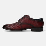 A grey Men's bugatti Derby featuring a pointed toe plain toe, stacked heel. Made from premium genuine leather with a durable tpr outsole, this laces design offers both style and comfort.
