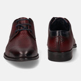 A grey Men's bugatti Derby featuring a pointed toe plain toe, stacked heel. Made from premium genuine leather with a durable tpr outsole, this laces design offers both style and comfort.