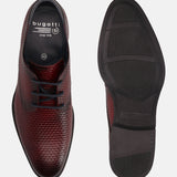 A grey Men's bugatti Derby featuring a pointed toe plain toe, stacked heel. Made from premium genuine leather with a durable tpr outsole, this laces design offers both style and comfort.