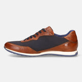 A cognac Men's bugatti Sneakers featuring a round plain toe, zero heels heel. Made from premium genuine leather with a durable tpr outsole, this laces design offers both style and comfort.