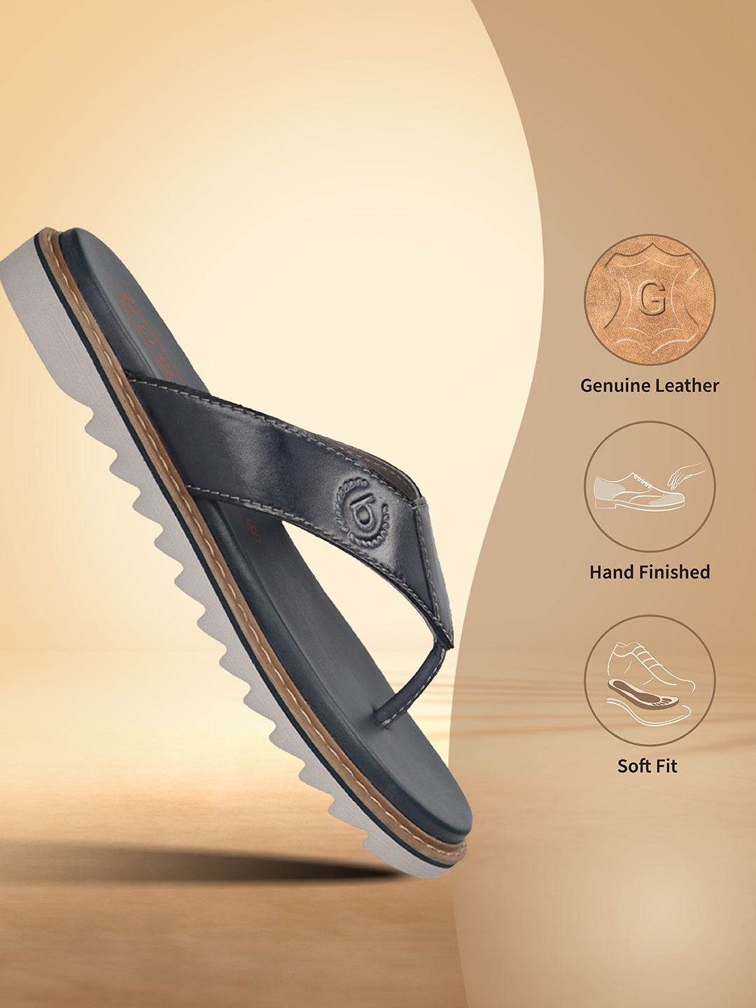 Men's Bugatti thong blue leather shoes with a round toe , a eva outsole.