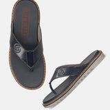 Men's Bugatti thong blue leather shoes with a round toe , a eva outsole.