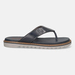 Men's Bugatti thong blue leather shoes with a round toe , a eva outsole.