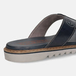 Men's Bugatti thong blue leather shoes with a round toe , a eva outsole.