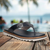 Men's Bugatti thong blue leather shoes with a round toe , a eva outsole.