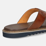 Men's Bugatti thong cognac leather shoes with a round toe , a eva outsole.