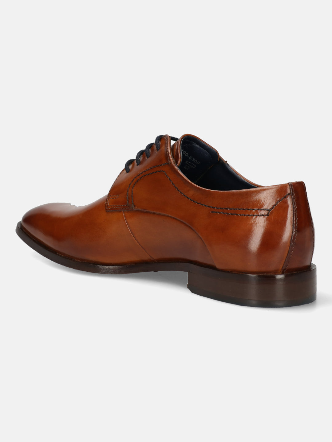 A cognac Men's bugatti Derby featuring a round toe plain toe, stacked heel. Made from premium genuine leather with a durable leather outsole, this laces design offers both style and comfort.