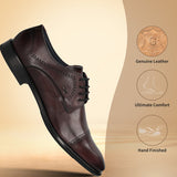 A grey Men's bugatti Derby featuring a round toe cap toe, stacked heel. Made from premium genuine leather with a durable leather outsole, this laces design offers both style and comfort.