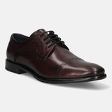 A grey Men's bugatti Derby featuring a round toe cap toe, stacked heel. Made from premium genuine leather with a durable leather outsole, this laces design offers both style and comfort.