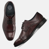 A grey Men's bugatti Derby featuring a round toe cap toe, stacked heel. Made from premium genuine leather with a durable leather outsole, this laces design offers both style and comfort.
