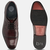 A grey Men's bugatti Derby featuring a round toe cap toe, stacked heel. Made from premium genuine leather with a durable leather outsole, this laces design offers both style and comfort.