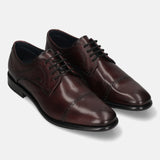 A grey Men's bugatti Derby featuring a round toe cap toe, stacked heel. Made from premium genuine leather with a durable leather outsole, this laces design offers both style and comfort.