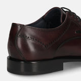 A grey Men's bugatti Derby featuring a round toe cap toe, stacked heel. Made from premium genuine leather with a durable leather outsole, this laces design offers both style and comfort.