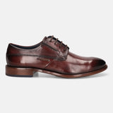 A grey Men's bugatti Derby featuring a round plain toe, stacked heel. Made from premium genuine leather with a durable leather outsole, this laces design offers both style and comfort.