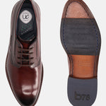 A grey Men's bugatti Derby featuring a round plain toe, stacked heel. Made from premium genuine leather with a durable leather outsole, this laces design offers both style and comfort.