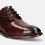 A grey Men's bugatti Derby featuring a round plain toe, stacked heel. Made from premium genuine leather with a durable leather outsole, this laces design offers both style and comfort.