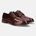 A grey Men's bugatti Derby featuring a round plain toe, stacked heel. Made from premium genuine leather with a durable leather outsole, this laces design offers both style and comfort.