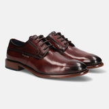 A grey Men's bugatti Derby featuring a round plain toe, stacked heel. Made from premium genuine leather with a durable leather outsole, this laces design offers both style and comfort.