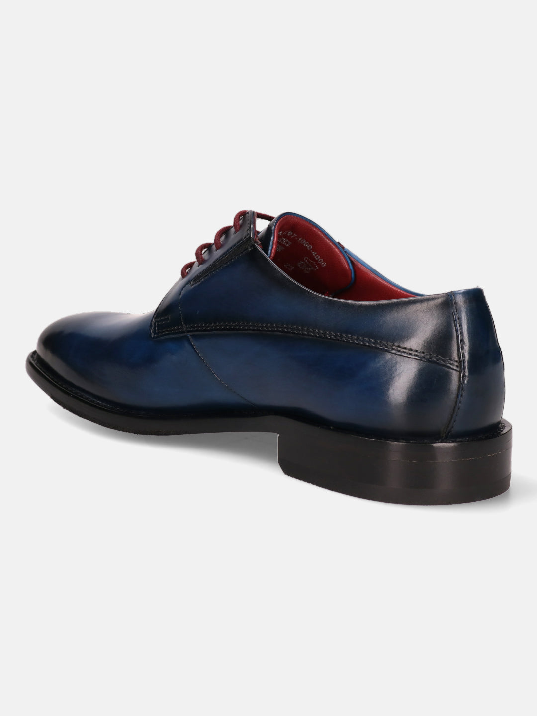 A blue Men's bugatti Derby featuring a round plain toe, stacked heel. Made from premium genuine leather with a durable leather outsole, this laces design offers both style and comfort.
