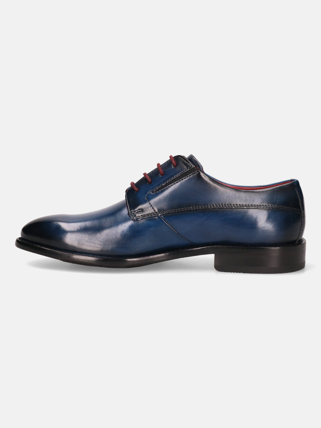 A blue Men's bugatti Derby featuring a round plain toe, stacked heel. Made from premium genuine leather with a durable leather outsole, this laces design offers both style and comfort.