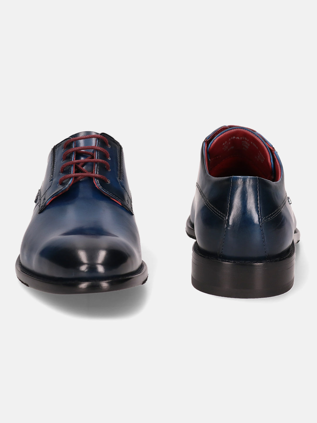 A blue Men's bugatti Derby featuring a round plain toe, stacked heel. Made from premium genuine leather with a durable leather outsole, this laces design offers both style and comfort.