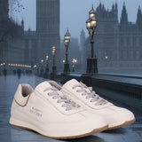 A white Men's bugatti Sneakers featuring a round plain toe, zero heels heel. Made from premium genuine leather with a durable tr outsole, this laces design offers both style and comfort.