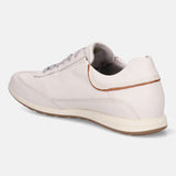 A white Men's bugatti Sneakers featuring a round plain toe, zero heels heel. Made from premium genuine leather with a durable tr outsole, this laces design offers both style and comfort.