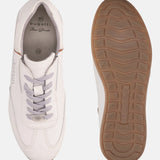 A white Men's bugatti Sneakers featuring a round plain toe, zero heels heel. Made from premium genuine leather with a durable tr outsole, this laces design offers both style and comfort.