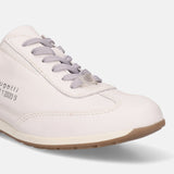 A white Men's bugatti Sneakers featuring a round plain toe, zero heels heel. Made from premium genuine leather with a durable tr outsole, this laces design offers both style and comfort.