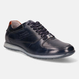 A blue Men's bugatti Sneakers featuring a round plain toe, zero heels heel. Made from premium genuine leather with a durable tr outsole, this laces design offers both style and comfort.