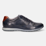 A blue Men's bugatti Sneakers featuring a round plain toe, zero heels heel. Made from premium genuine leather with a durable tr outsole, this laces design offers both style and comfort.