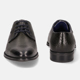 A green Men's bugatti Derby featuring a pointed plain toe, moulded  heel. Made from premium genuine leather with a durable tr outsole, this laces design offers both style and comfort.