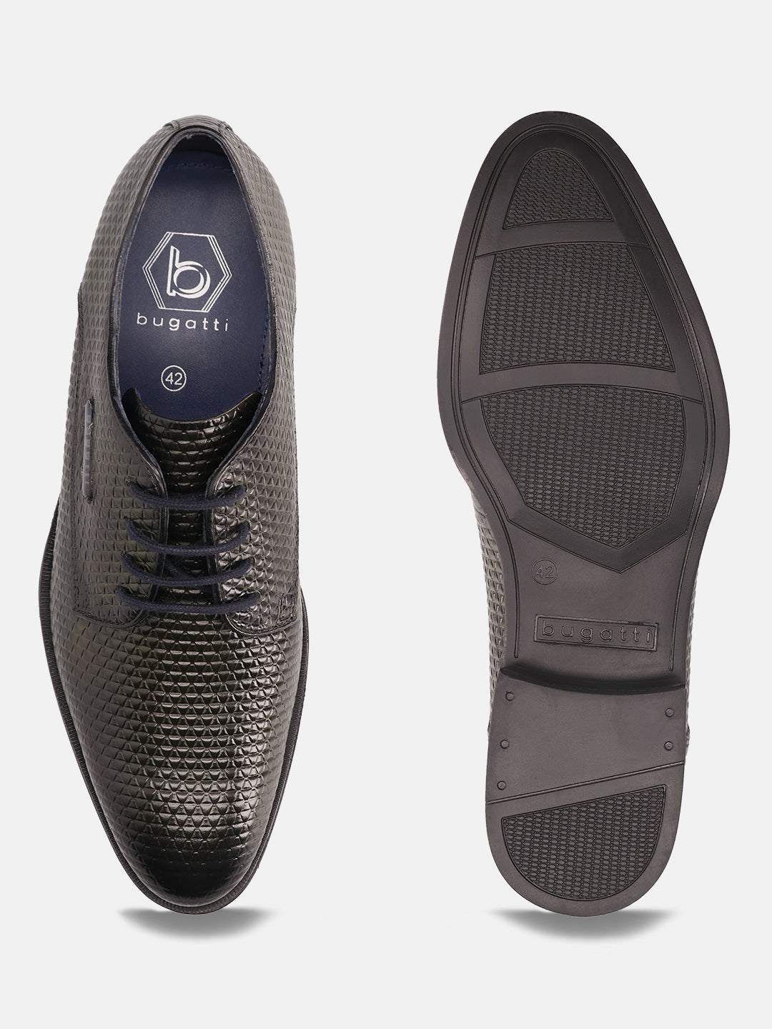 A green Men's bugatti Derby featuring a pointed plain toe, moulded  heel. Made from premium genuine leather with a durable tr outsole, this laces design offers both style and comfort.