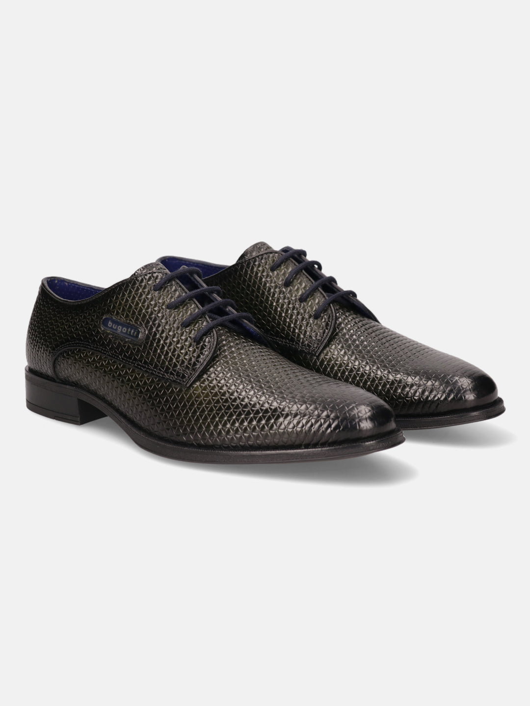 A green Men's bugatti Derby featuring a pointed plain toe, moulded  heel. Made from premium genuine leather with a durable tr outsole, this laces design offers both style and comfort.