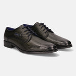 A green Men's bugatti Derby featuring a pointed plain toe, moulded  heel. Made from premium genuine leather with a durable tr outsole, this laces design offers both style and comfort.