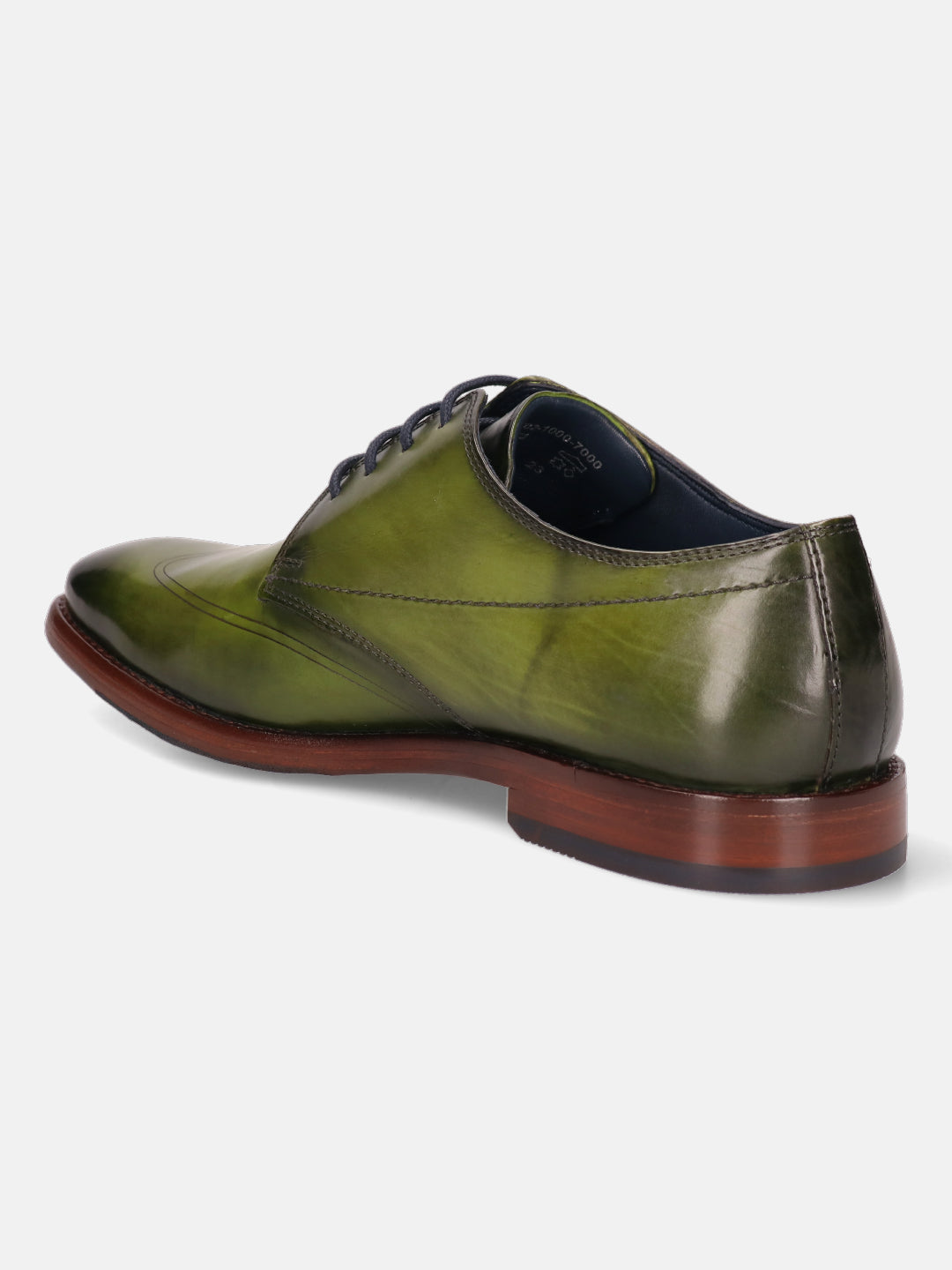 A green Men's bugatti Derby featuring a chisel wing tip, stacked heel. Made from premium genuine leather with a durable leather outsole, this laces design offers both style and comfort.